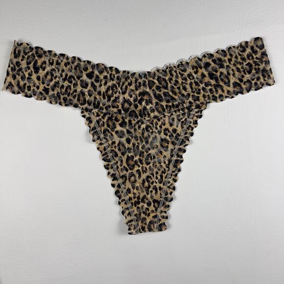 Victoria's Secret Thong String Lacie Sheer Black /Animal Print Panties S.L - Picture 5 of 6